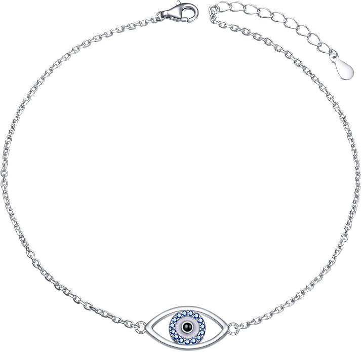 Alphm Anklet for Women S925 Sterling Silver Adjustable Foot Evil Eye Starfish Heart Bead Butterfly Celtic Knot Cross Multilayer Layered Ankle Bracelet Jewelry