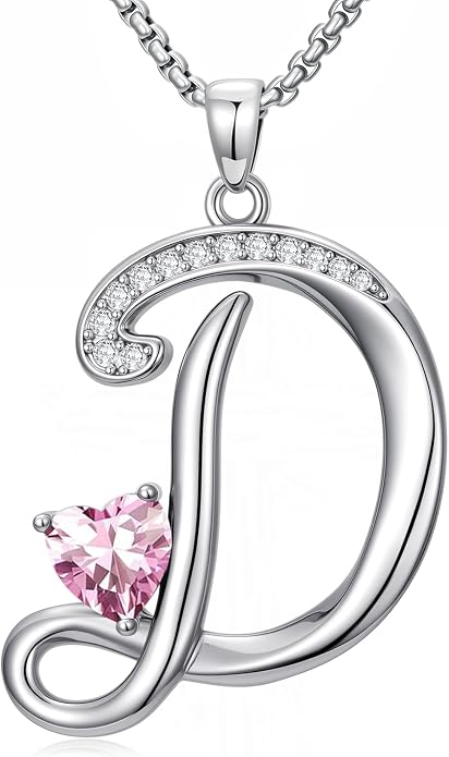Birthday Gifts for Women Alphabet A to Z Initial Birthstone Pendant Necklaces for Women - 18k White Gold Plated Personalized Name Jewelry Anniversary Graduation Gifts for Wife Her Daughter Girlfriend(with Gift Box)