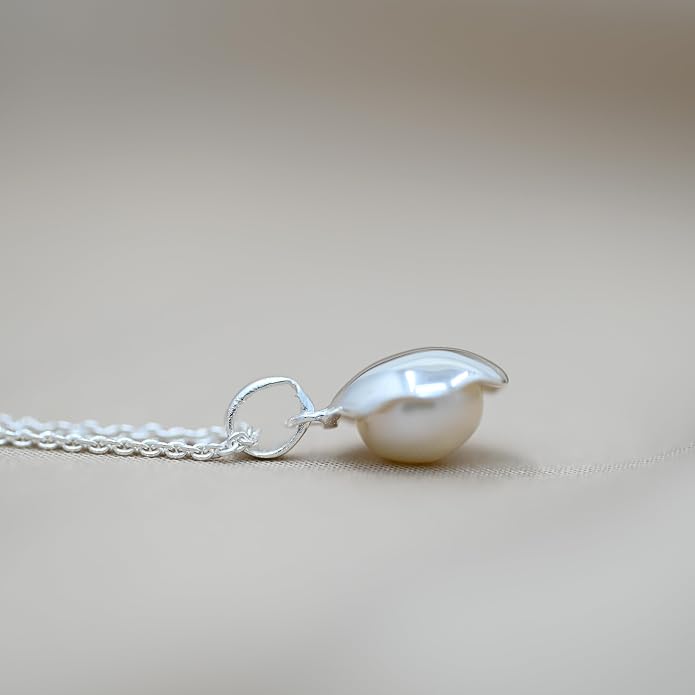 Pearl Necklace for Women Sterling Silver Chain Birthstone for Women Fine Jewelry Dainty Infinity Pendant Anniversary Birthday Christmas Gifts for Her Wife Mom Lady Daughter, (Style-1)