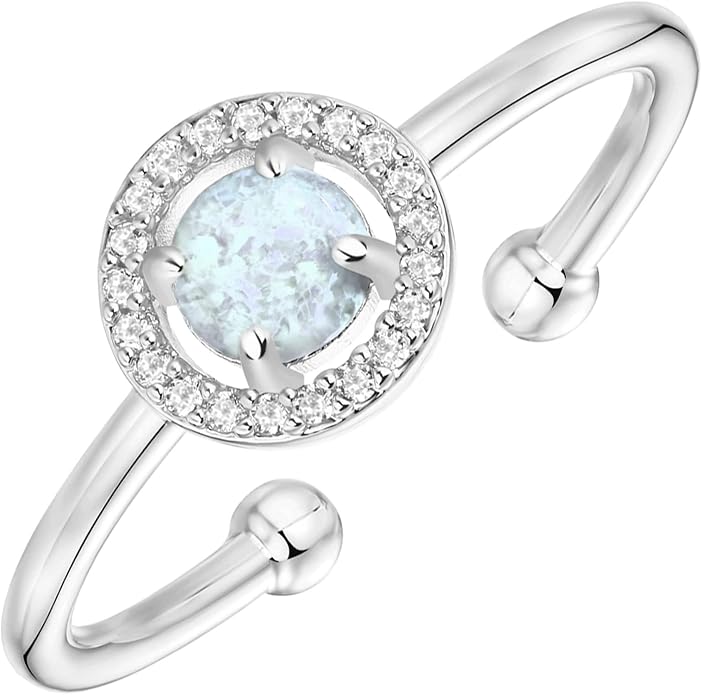PAVOI 14K Gold Plated Created Opal Rings - Stacking Rings for Women