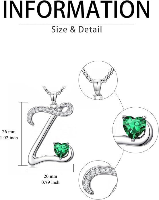 Birthday Gifts for Women Alphabet A to Z Initial Birthstone Pendant Necklaces for Women - 18k White Gold Plated Personalized Name Jewelry Anniversary Graduation Gifts for Wife Her Daughter Girlfriend(with Gift Box)