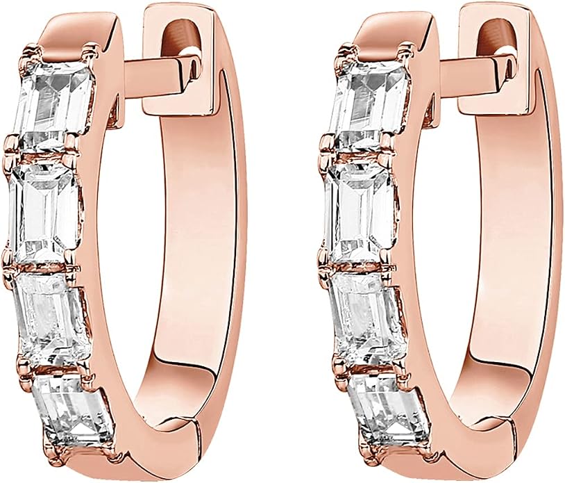 PAVOI 14K Gold Plated Huggie Earrings for Women - Gold Earrings Hoops with Heart Shaped Cubic Zirconia - Hypoallergenic Cartilage Trendy Fashion Huggie Hoop - Dainty Romantic Everyday Jewelry
