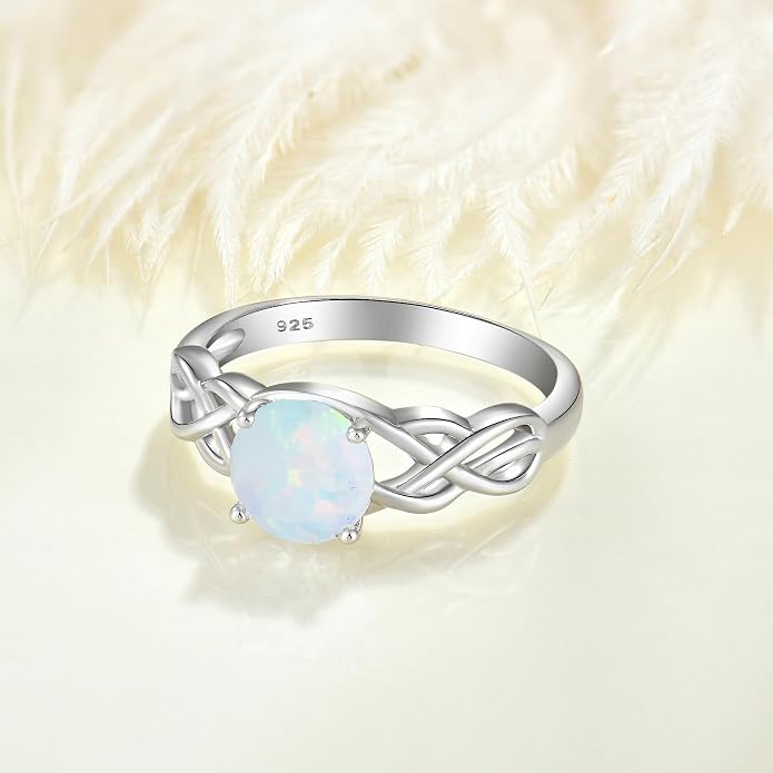 STARCHENIE Celtic Knot Promise Ring for Women 925 Sterling Silver Engagement Wedding Band with Birthstone (Size 5-10)