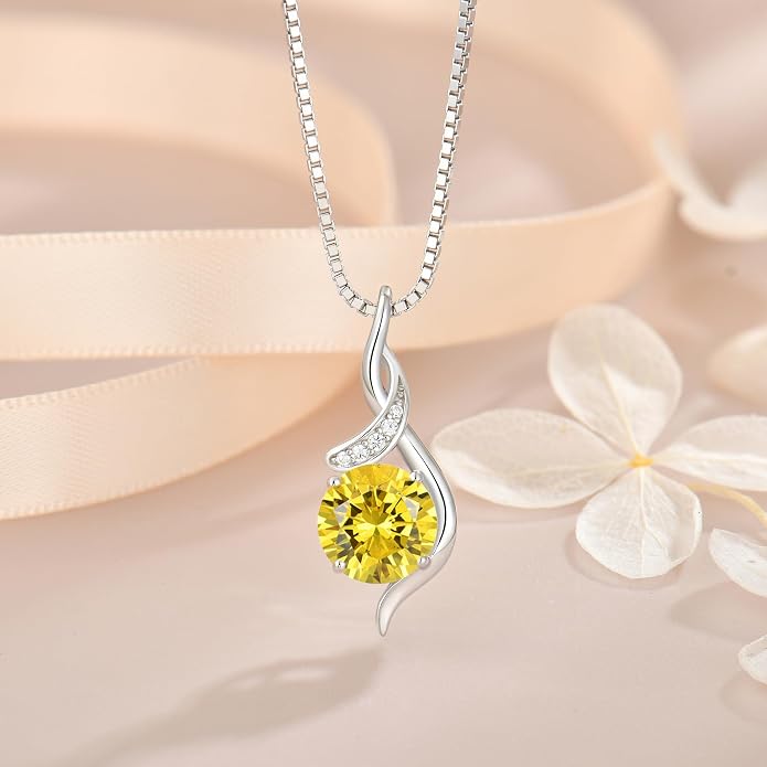 Women‘s Birthstone Pendant Necklace S925 Sterling Silver Imitation Diamond Infinity Necklace Jewelry Gift for Her