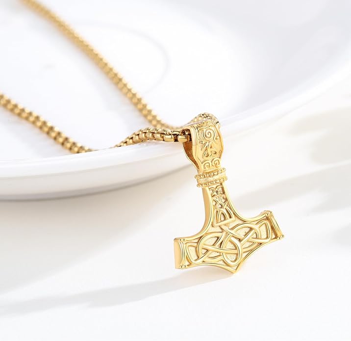 925 Sterling Silver Viking Norse Mjolnir Thor Hammer Pendant Amulet Necklaces with Gifts Box