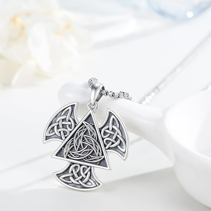 Viking Necklace 925 Sterling Silver Celtic Nordic Runes Amulet Necklace Viking Jewelry for Men Women