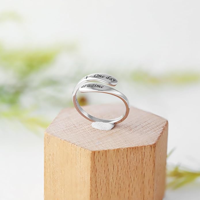 925 Sterling Silver Inspirational Adjustable Rings - Personality Encouragement Jewelry Gift For Women