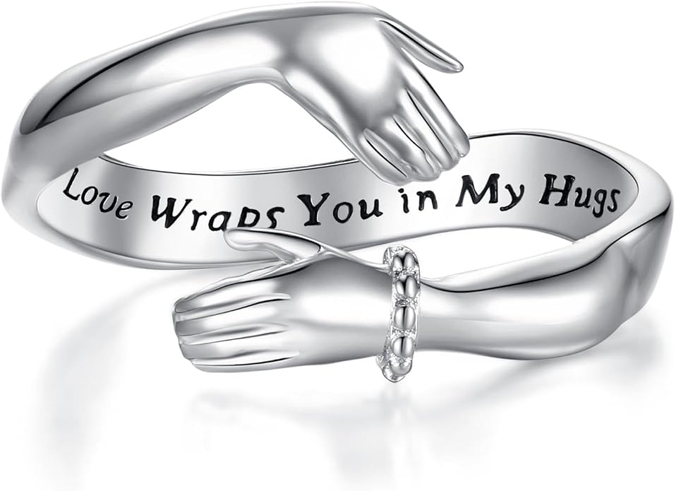Vito 925 Sterling Silver Adjustable Open Spoon Ring for Women Men, Lotus Sunflower Snake Spoon Band Rings Feather Hug Witches Knot Inspirational Jewelry Gift for Wife
