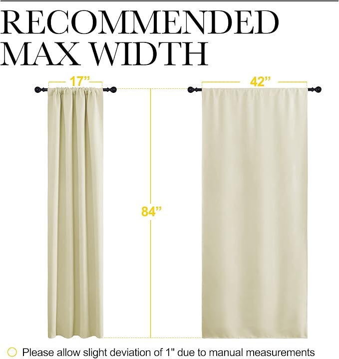NICETOWN Blackout Curtains for Living Curtains, Window Treatment Thermal Insulated Solid Room Darkening Drape Panels for Patio Sliding Glass Door (Beige, Set of 2, 42 inches Width by 84 inches Length)