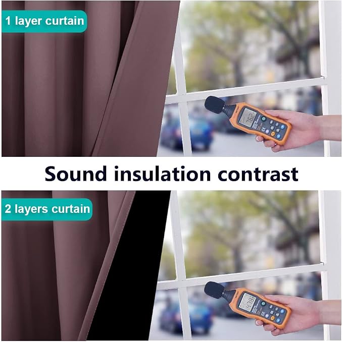 NICETOWN 100% Blackout Window Curtain Panels, Full Light Blocking Drapes with Black Liner for Nursery, 72-inch Drop Thermal Insulated Draperies (Dry Rose, 2 Pieces, 42-inch Wide Per Panel)