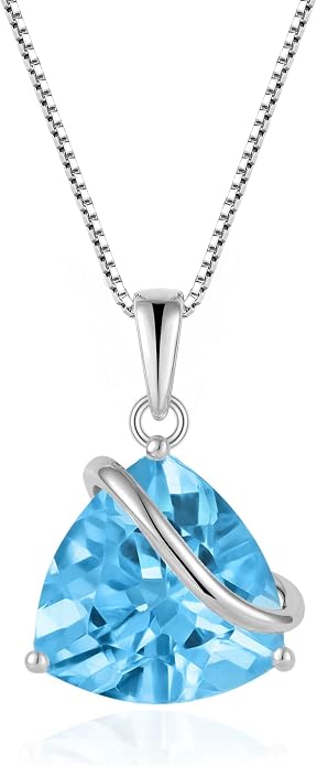 Birthstone Necklace for Women 925 Sterling Silver Triangle cut CZ Halo Pendant Necklaces Infinity Jewelry Gift for Birthday Christmas Mother's Day