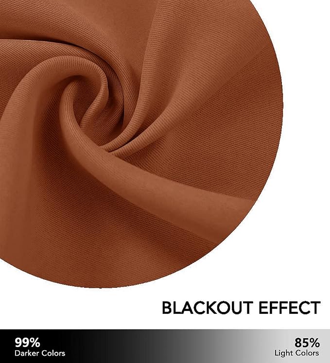 NICETOWN 2 Panels Blackout Curtains, Rod Pocket Window Curtains Room Darkning Drapes for Bedroom/Living Room, Thermal Insulated Solid Draperies for Home Office/Study, 62 by 72-Inch, Burnt Orange