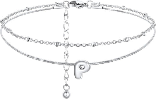 ChainsProMax Initial Ankle Bracelets for Women, Waterproof Anklets Bracelet Adjustable Summer Beach Women Foot Jewelry, Stainless Steel/Gold Plated-Send Gift Box/Letter A-Z