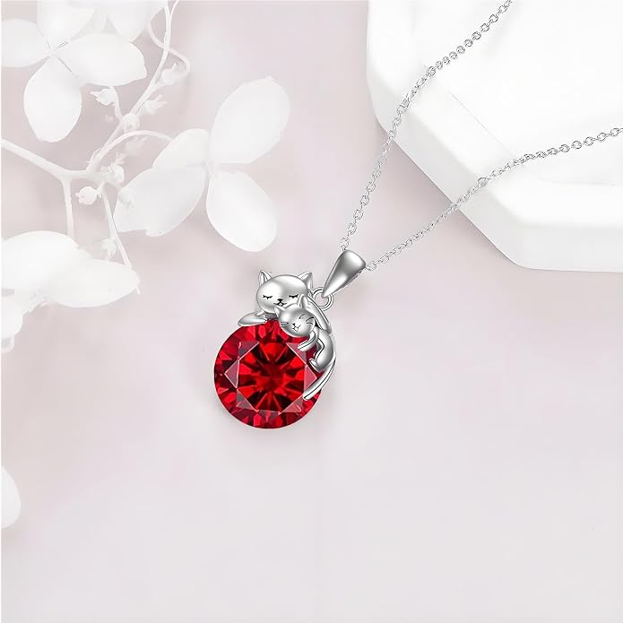 Cat Necklace Sterling Silver Cat Zircon Pendant Gothic Jewelry for Women Animal Lovers Gifts