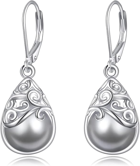 925 Sterling Silver Leverback Earrings Vintage Filigree Dangle Drop Earrings Jewelry Birthday Gifts for Women