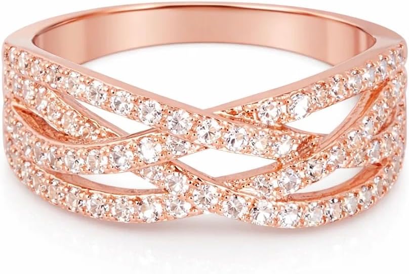 Statement Micro Pave CZ Wide Band Ring for Women, 18K Gold Plated Brass, Layered Sparkle Anniversary Band, Hypoallergenic Jewelry Gift