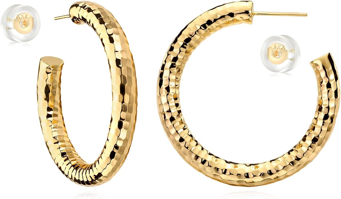 MYEARS Women Hoop Earrings Gold 14K Gold Filled Small Simple Handmade Hypoallergenic Everyday Illusion Jewelry