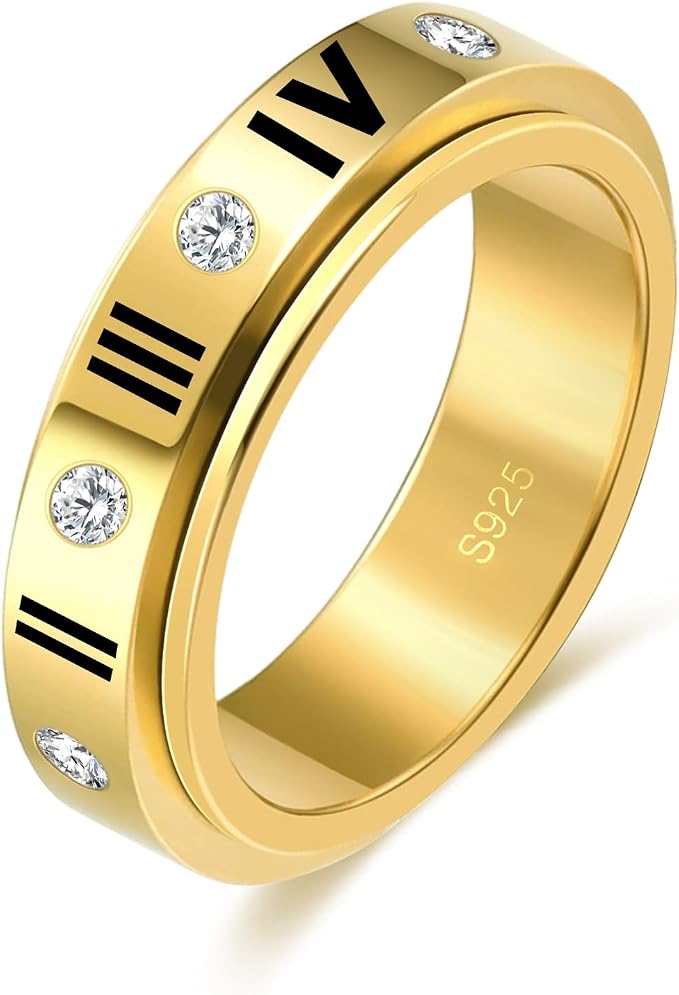Fidget Ring Spinner Ring for Anxiety Women Men Daughter Real S925 Sterling Silver Fidget Ring
