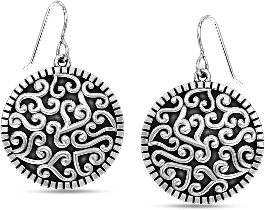 LeCalla 925 Sterling Silver Filigree Dangle Drop Earrings | Lightweight Antique Balinese Teardrop Dangle Drop Earring for Women