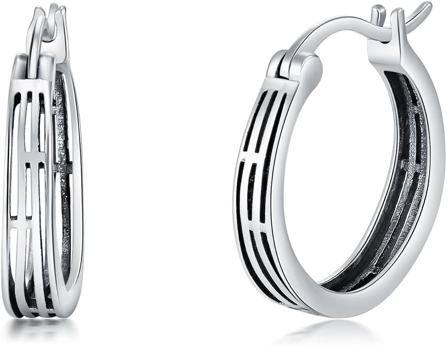 Sterling Silver Hoop Earrings Small Hoop Sun/Leaf/Triangle Huggie Earrings for Women Hypoallergenic