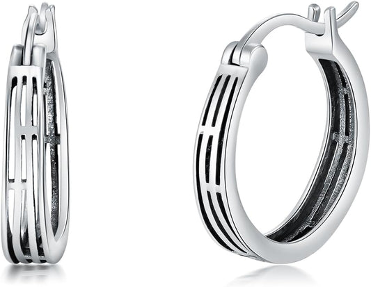 Sterling Silver Hoop Earrings Small Hoop Sun/Leaf/Triangle Huggie Earrings for Women Hypoallergenic
