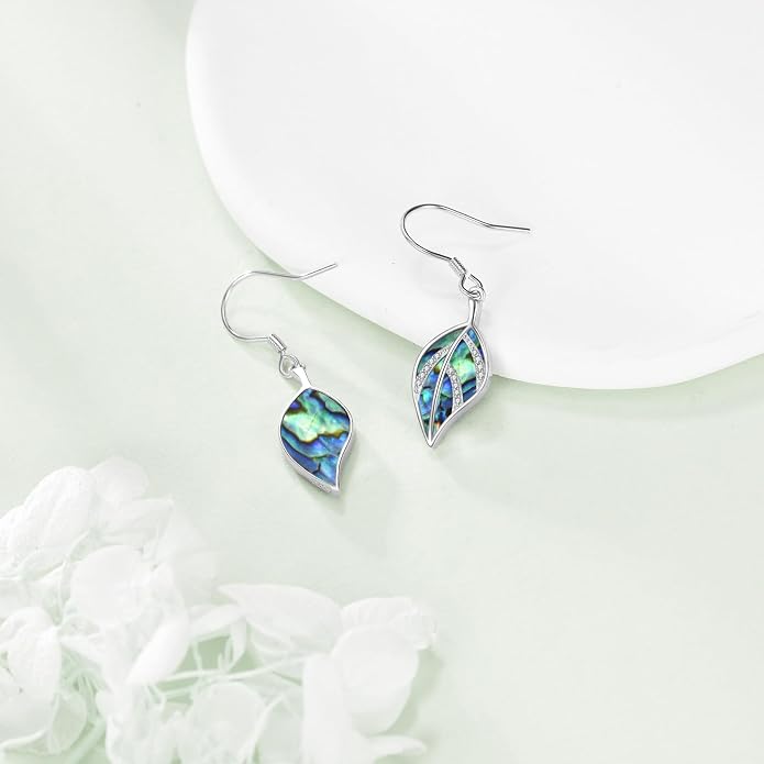 VONALA Abalone Shell Filigree Earrings 925 Sterling Silver Half Butterfly/Dragonfly Teardrop/Long/Vintage Abalone Shell Drop Dangling Earrings Bohemian Jewelry Gifts for Women