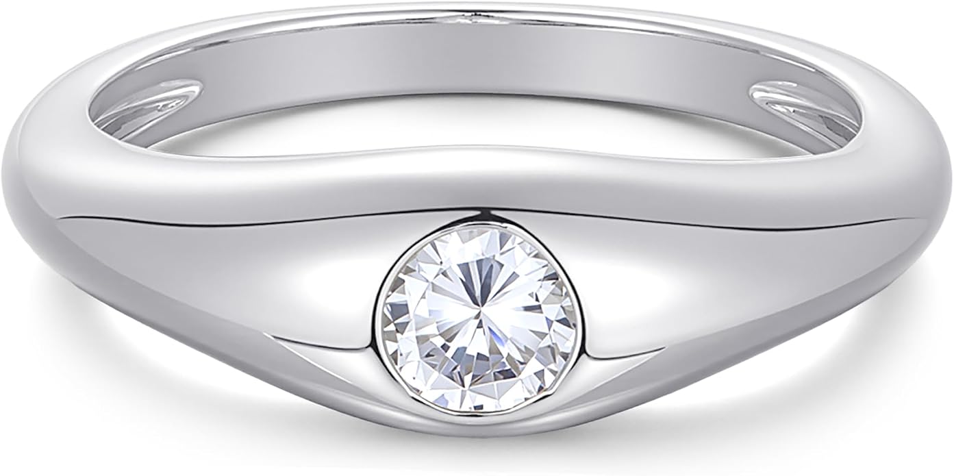 espere 14K Gold Thin Dome Ring for Women | Gold Pinky Ring Minimalist Signet Ring
