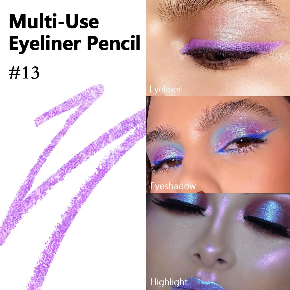 Kaely Gel Eyeliner Pencil for Women, Magic Purple Eye Liner Waterproof Smudge Proof with Sharpener, Waterline Eye Makeup Liners, delineador de ojos contra el agua, Vegan & Cruelty-Free, 13