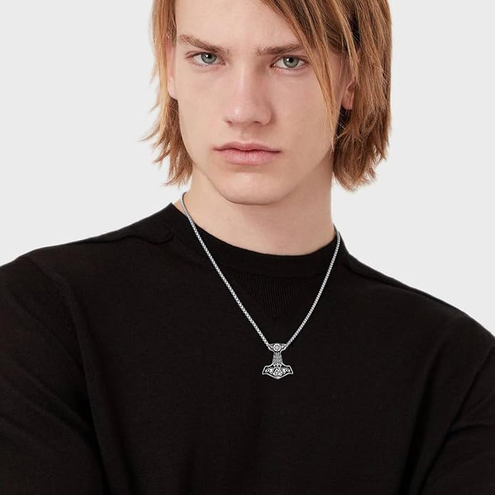 Thors Hammer Necklace for Men Women 925 Sterling Silver Viking Mjolnir Necklace with Stainless Steel Chain Thor's Hammer Necklace Thor Hammer Necklace