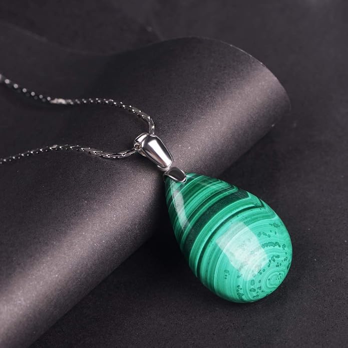 iSTONE 925 Sterling Silver Natural Crytral for Womens Pendant Necklace, Gemstone Birthstone with 17.8" Silver Chain Ladies