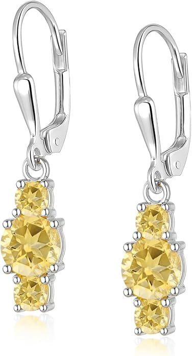 LeCalla 925 Sterling Silver Leverback Dangle Earrings for Women | Gemstone Drop Dangle Earring Jewelry Gifts for Wedding, Anniversary, Christmas, Valentine’s Day, New Year