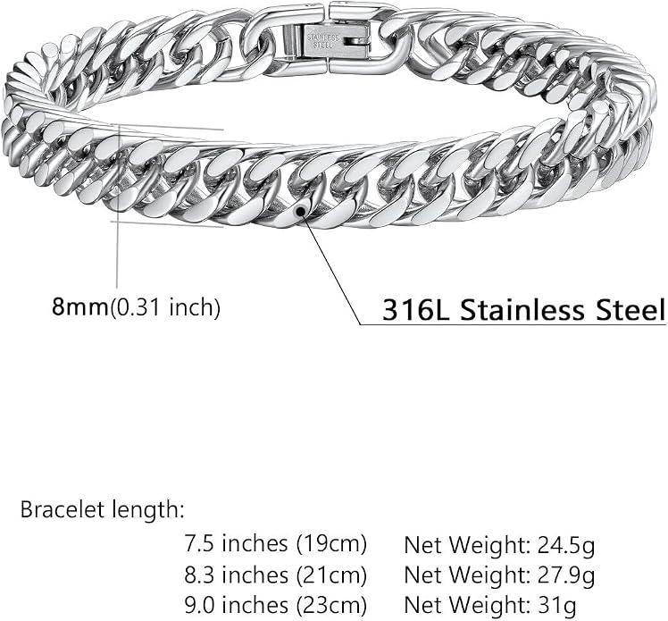 Supcare Unique Anniversary Birthday Valentines Fathers Day Stainless Steel Cuban Link Bracelets for Men Him, To My Man Dad Husband Love Always Remember Wrist Chain Bracelet Jewelry Gifts