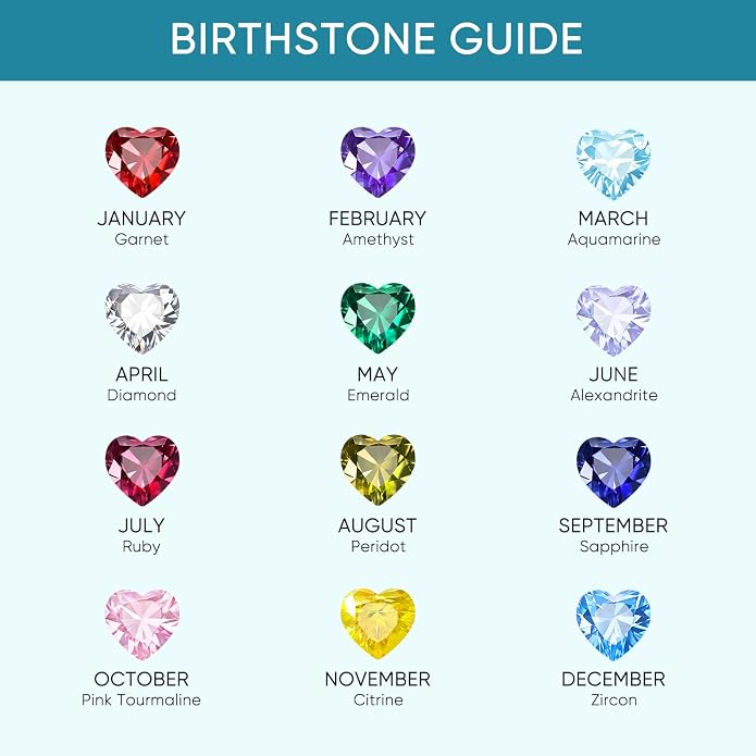 925 Sterling Silver Birthstone Heart Necklace for Women - Infinity Love Pendant with Cubic Zirconia, 12 Colors, Valentine's Day Gift for Her, 12 Months, Birthday Anniversary Christmas Jewelry Gifts