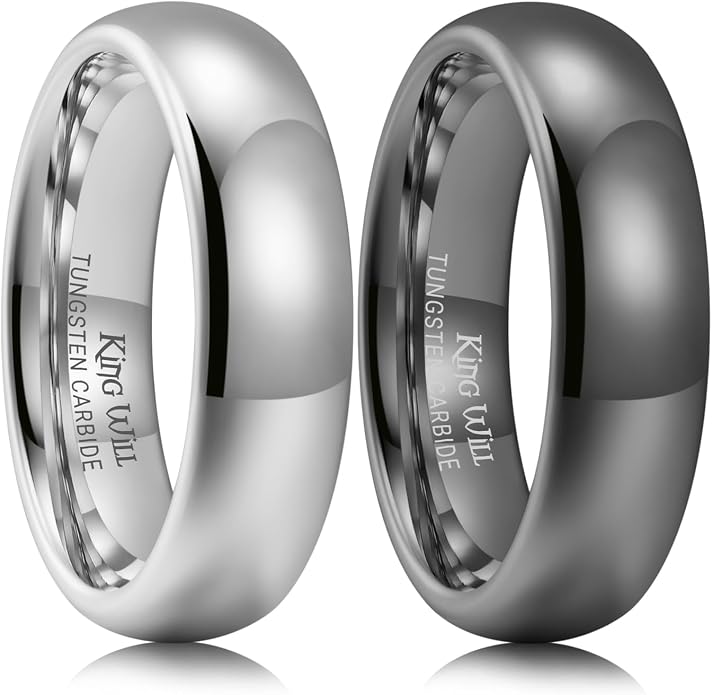 King Will Tungsten Carbide Wedding Band for Men Women Promise Rings for Couples Domed High Polish