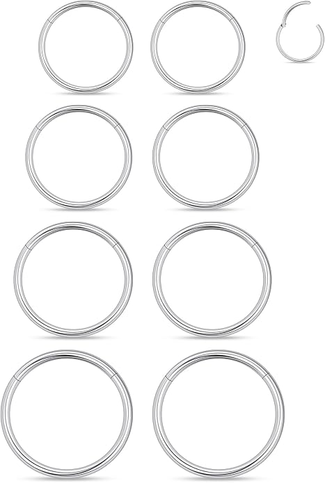 20G 18G 16G 14G 12G 10G 8G 6G Nose Rings Hoops 316l Surgical Steel Clicker Septum Lip Ring Tragus Helix Daith Rook Conch Snug Cartilage Lobe Earrings Hoop Piercing Jewelry For Women Men