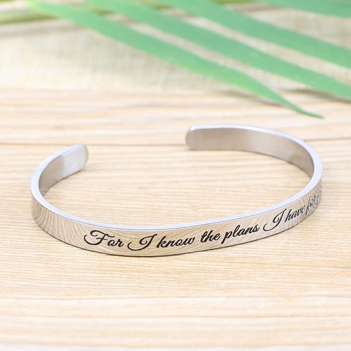 Memgift 𝐂𝐡𝐫𝐢𝐬𝐭𝐢𝐚𝐧 𝐁𝐫𝐚𝐜𝐞𝐥𝐞𝐭𝐬 for 𝐖𝐨𝐦𝐞𝐧 Inspirational Gifts Bible Verse Religious Faith Jewelry Cuff Bracelet Mothers Day Christmas Birthday Jewelry for Her Mother Daughter