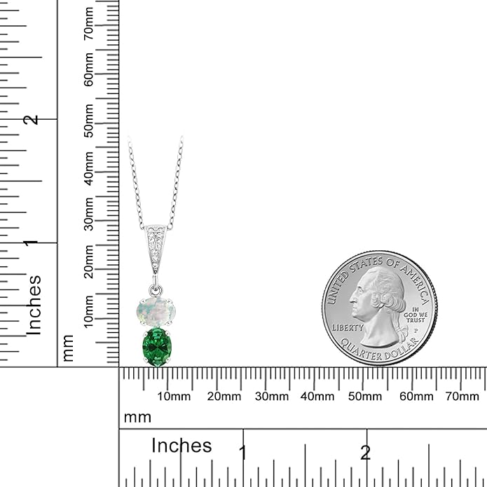 Gem Stone King 2-Stone Gemstone Birthstone Pendant Necklace for Women in 925 Sterling Silver | Oval 8x6MM | 18 Inch Silver Chain | Fine Jewelry for Her Mom Wife