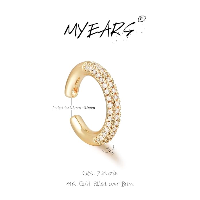 MYEARS Women Ear Cuff Earring Gold Non Pierced Ear Cartilage Clip on Wrap Hoop 14K Gold Filled Tiny Boho Beach Simple Minimalist Delicate Handmade Hypoallergenic Jewelry Gift-Sold as Single/Pair
