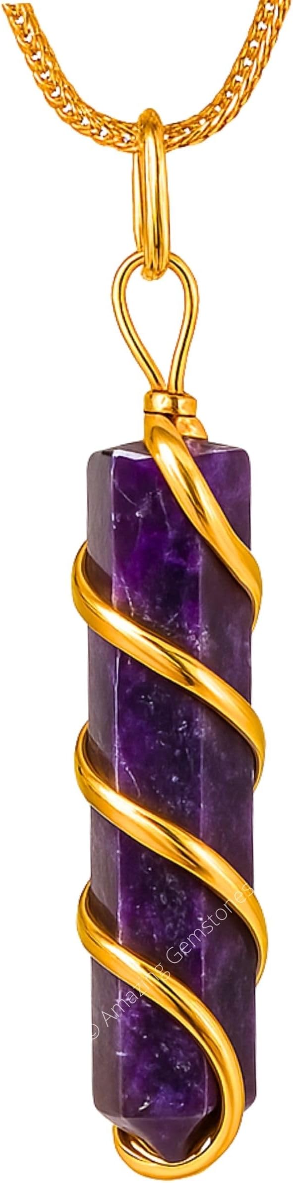 Amazing Gemstone Lepidolite Crystal Necklace Pendant For Women, Gold Wire Wrapped Dainty Minimalist Healing Crystal Necklaces For Men Unisex Necklace Jewelry Adjustable Chain & Leather Cord