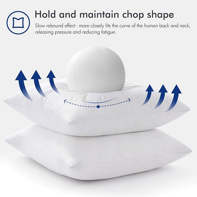 MIULEE Feather Pillow Insert 22x22, Throw Pillow with Cotton Cover | Fluffy and Plump, Decorative Pillows for Sofa Bed Couch, Double-Layer Down-Proof Cotton Cover
