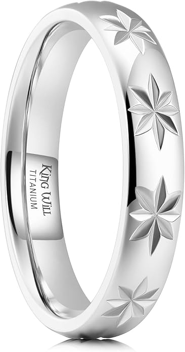 King Will Men's Women's Tungsten Carbide Ring 24k Gold Plated Rose Gold Plated Domed Polished Finish Wedding Band