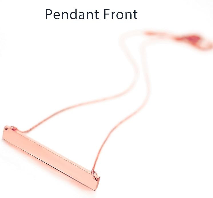 Lazycat Name Bar 18K Plated Bar Necklace,Engravable Name or Blessings Necklace