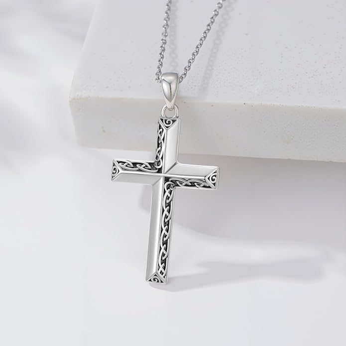 Cross Necklace for Women 925 Sterling Silver Crucifix Pendant Christian Cross Jewelry for Women Men