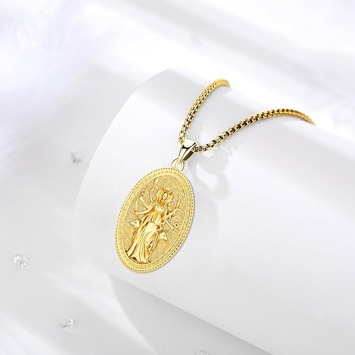 Pentagram Necklace Sterling Silver Triple Moon Goddess/Celtic Knot Witches Knot/Ankh/Sun and Moon/Hecate/Lilith/Santa Muerte/Tetragrammaton Pendant Necklace Pagan Wiccan Magic Egyptian Amulet Jewelry for Women Men