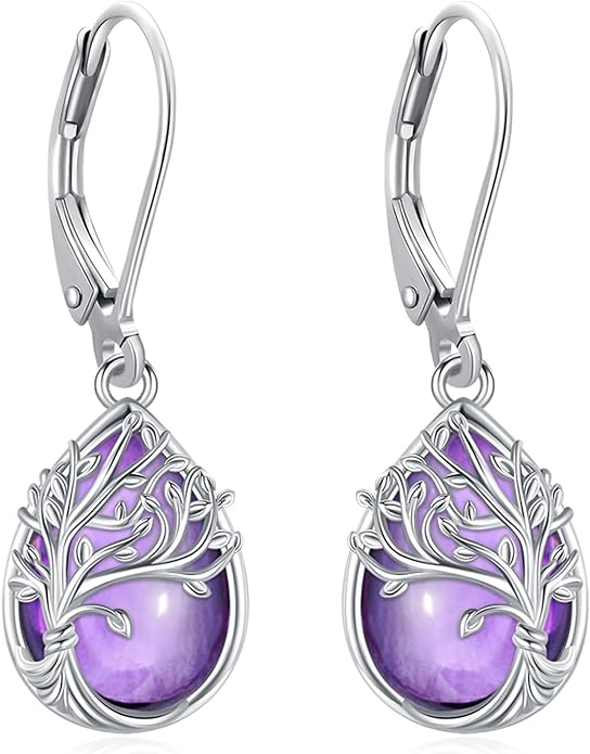 Tree of Life/Cat/Turtle/Butterfly/Flower/Celtic/Turquoise/Moonstone Dangle Earrings for Women Sterling Silver Cute Animals Drop Earrings Jewelry Gifts