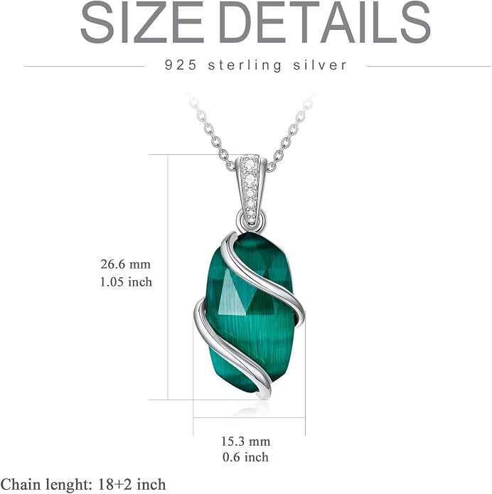 HPQQ Necklace for Women 925 Sterling Silver Dainty Gemstone Pendant Fine Jewelry Birthday Mothers Day Gifts for Mom Wife Her