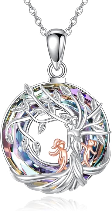 Tree Of Life Necklace Sterling Silver Mother Daughter Necklace Crystal Tree Of Life Pendant Jewelry Gift For Mom Grandma Women Wife