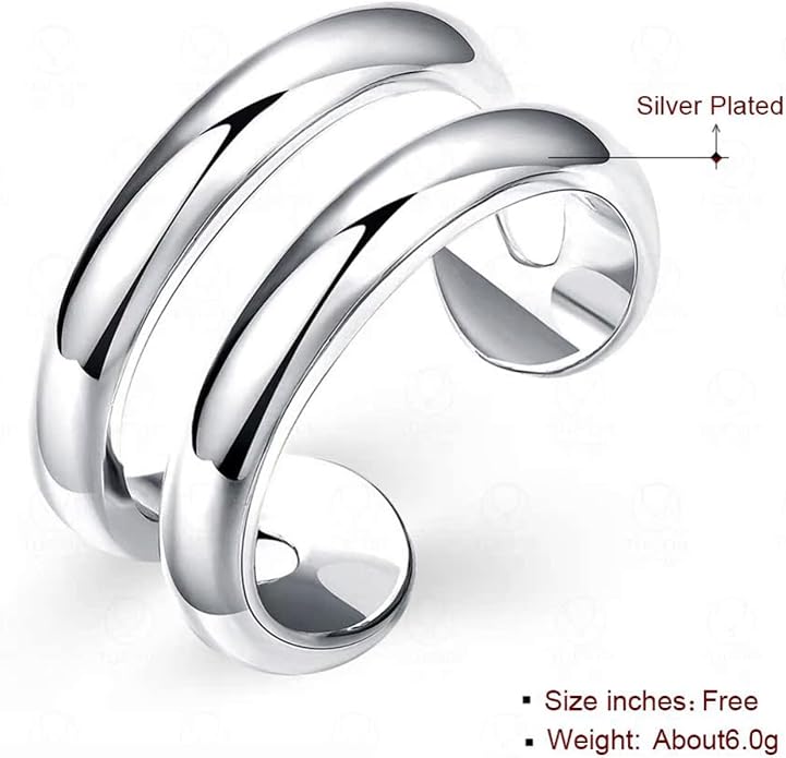925 Sterling Silver Ring Minimalist Adjustable Rings Band Handmade Rings for Women Girls