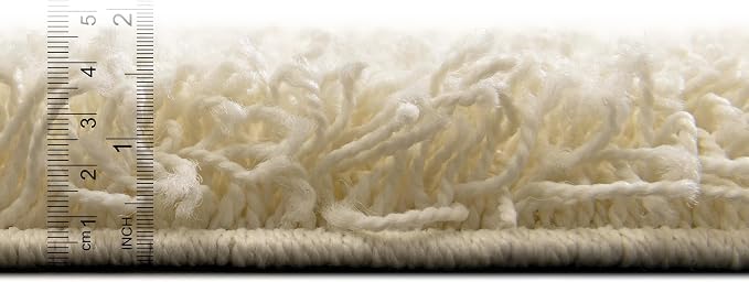 Unique Loom Solid Shag Collection Area Rug (2' 6" x 16' 5" Runner, Pure Ivory)