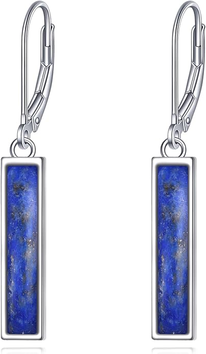 CRMAD Abalone Shell Bar Earrings for Women Sterling Silver Leverback Earrings Abalone Jewelry Gift